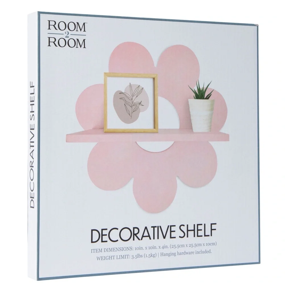 Pink Flower Wall Shelf Daisy Decorative Wall Shelf 10in new